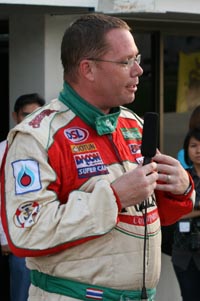 Thomas giving interview at Bira